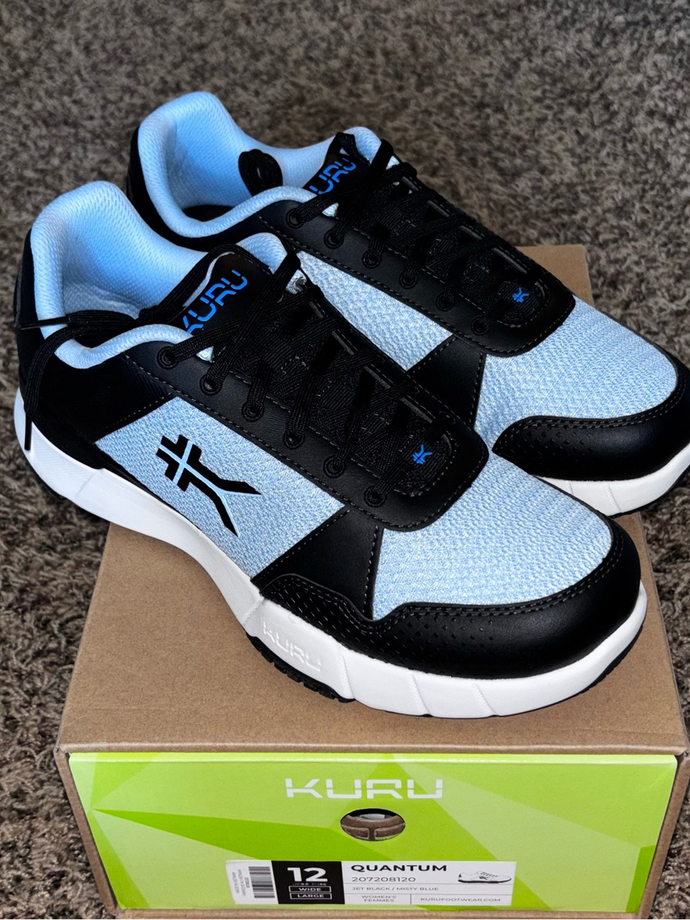 Kuru Quantum 2.0 Women’s Size 12 Wide Kuru Cloud Jet Black Misty Blue Sneakers